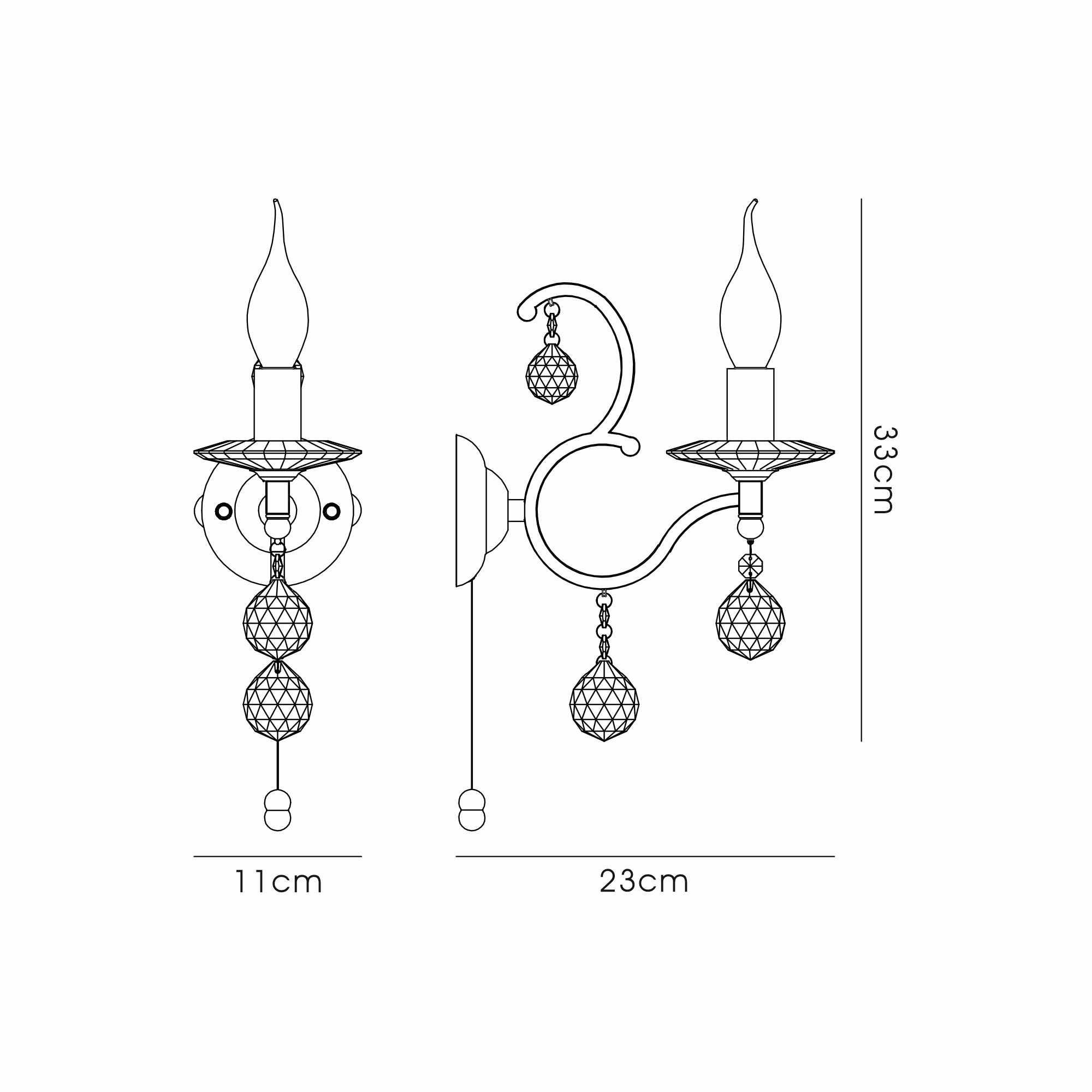 IL30221  Zinta Crystal Switched Wall Lamp 1 Light French Gold
